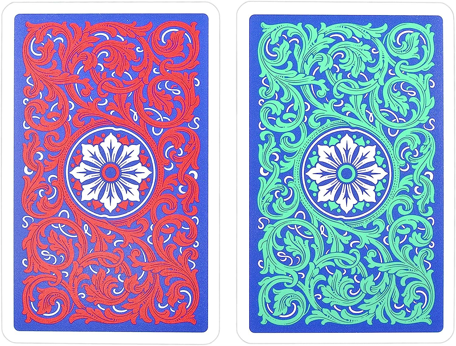 1546 Neoteric Plastic Bridge Size Jumbo Index Blue/Green/Red Double-Deck Set