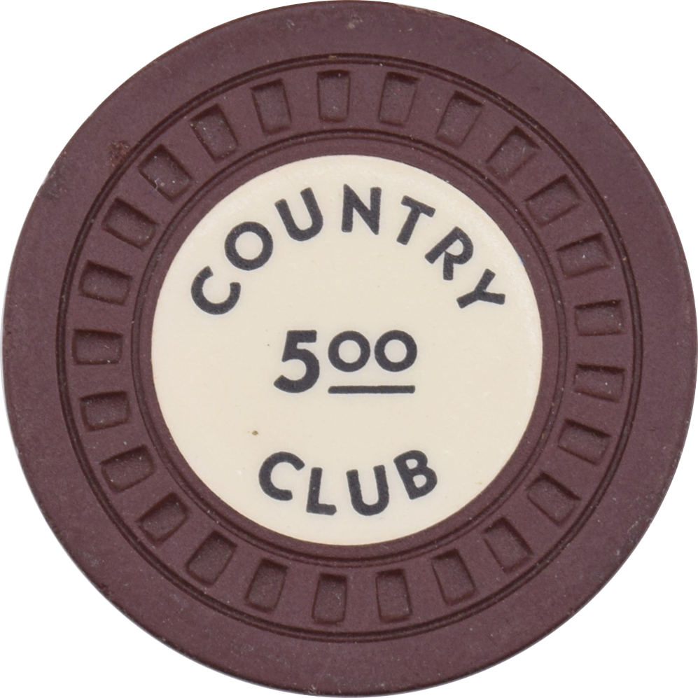 The Country Club Casino Reno Nevada $5 Damaged Chip 1935