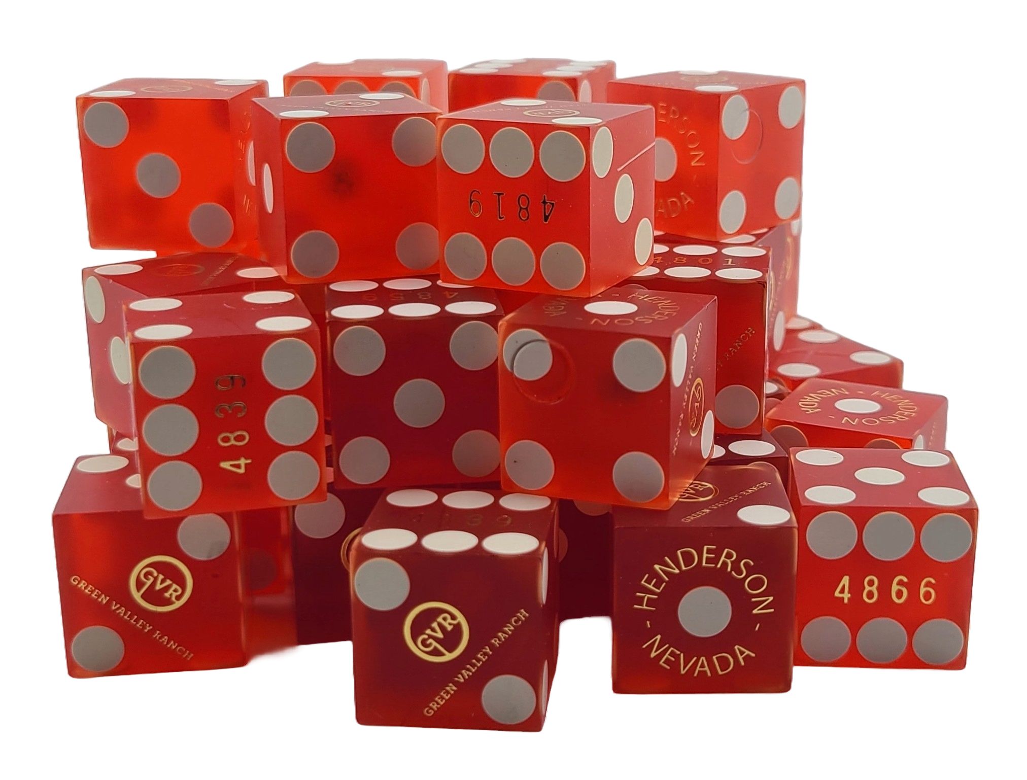 Bulk Dice 50 Red Used Dice From Green Valley Ranch Casino in Henderson Nevada