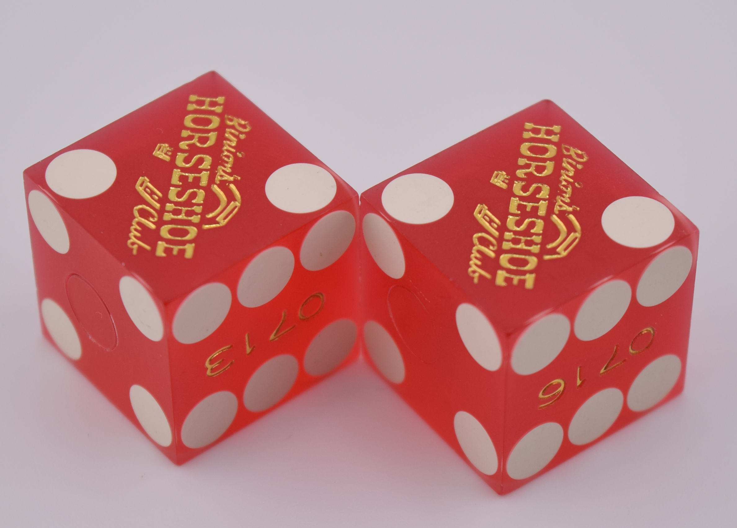 Binion's Horseshoe Club Hotel and Casino Las Vegas Nevada Red Dice Pair Vintage