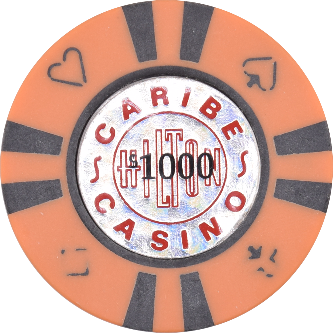 Caribe Hilton Casino San Juan Puerto Rico $1000 Orange 43mm Chip