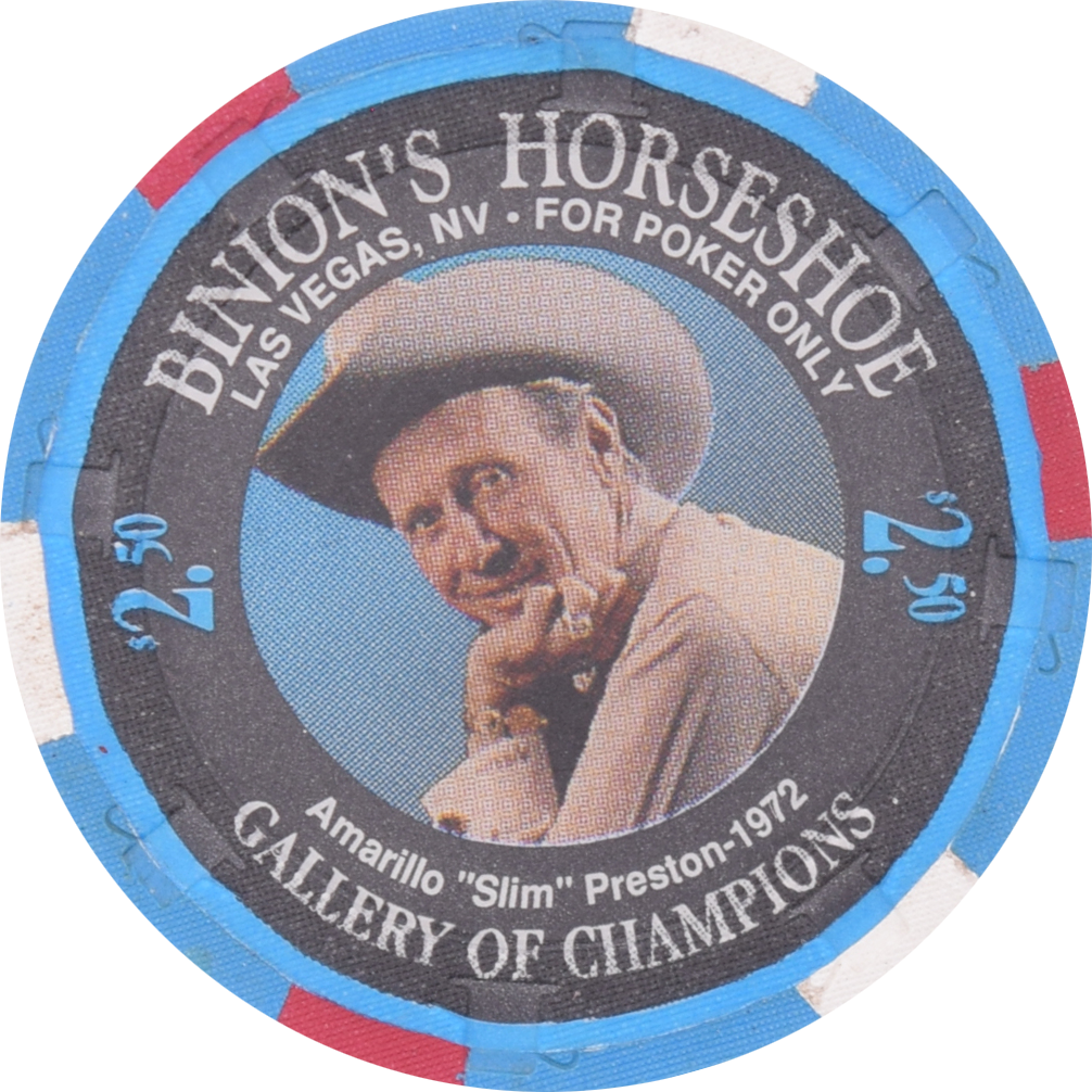 Horseshoe Club (Binion's) Casino Las Vegas Nevada $2.50 Amarillo Slim Preston Chip 1994