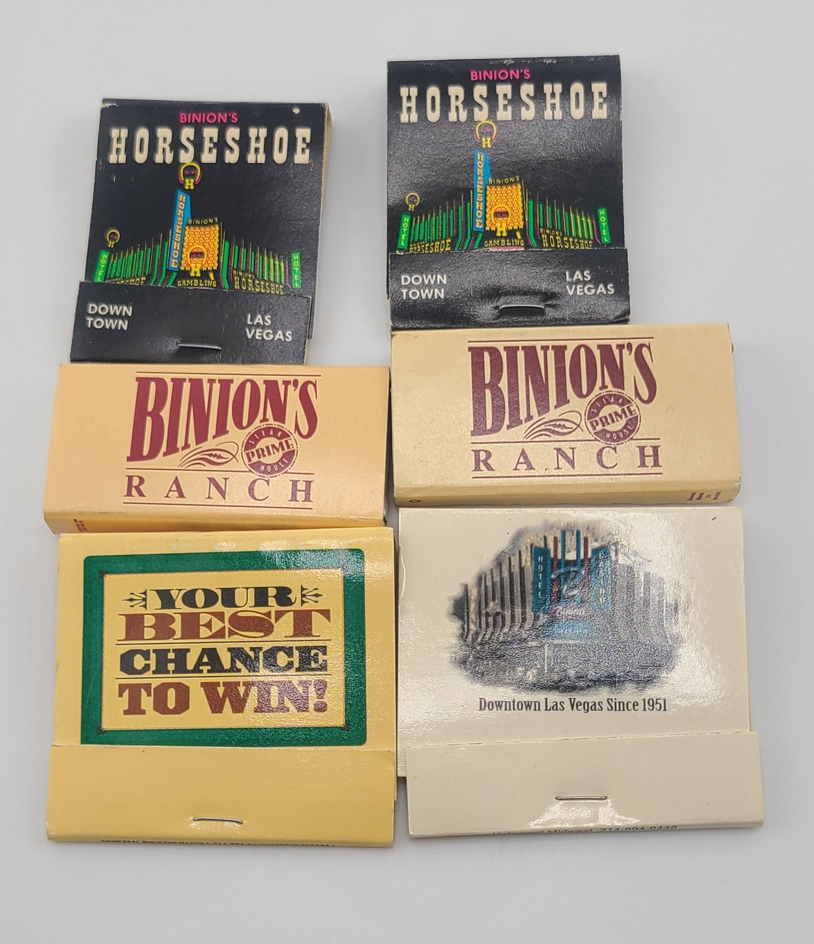 Binion's Horseshoe Club Las Vegas Nevada Vintage Matchbooks
