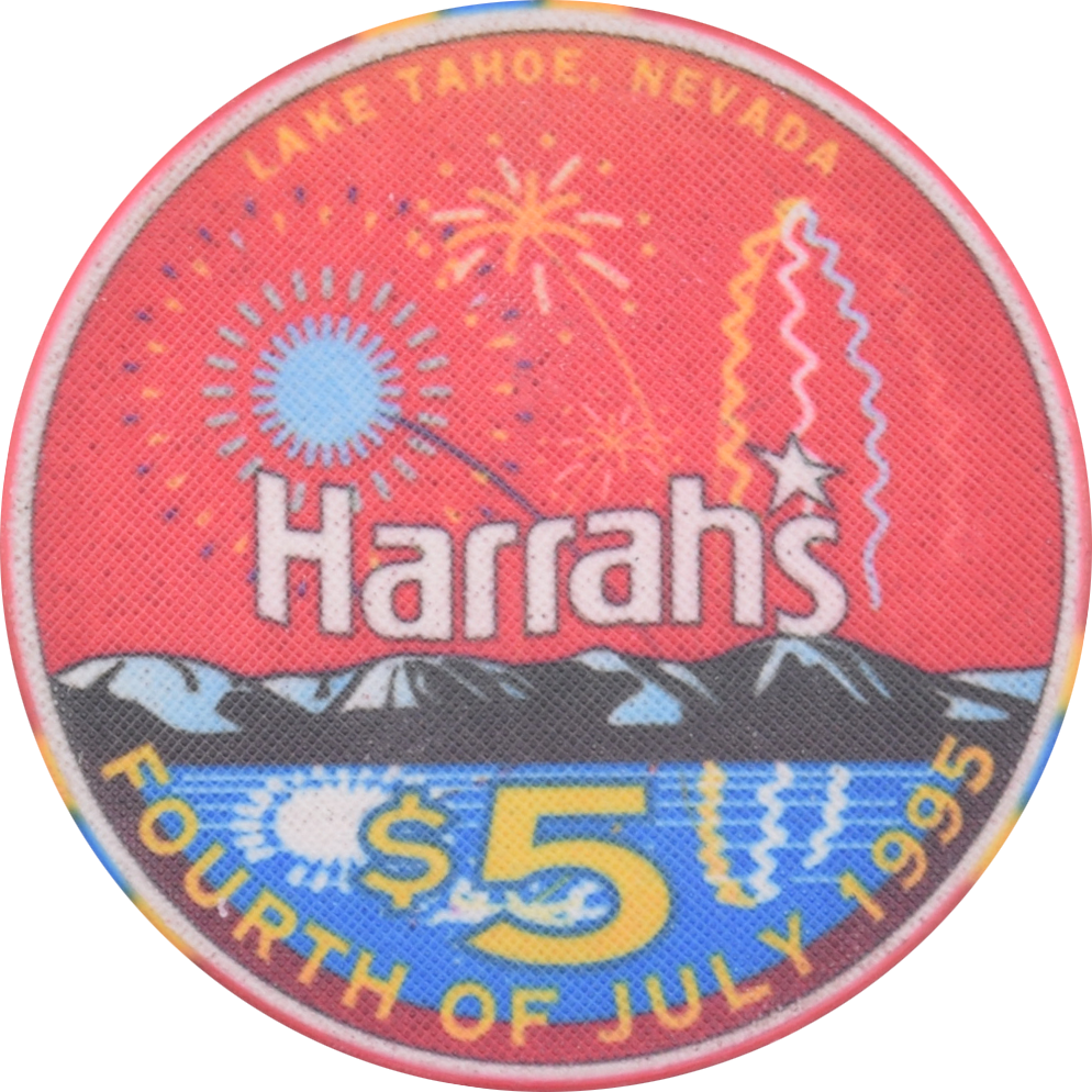 Harrah's Casino Lake Tahoe Nevada $5 4th of July Chip 1995