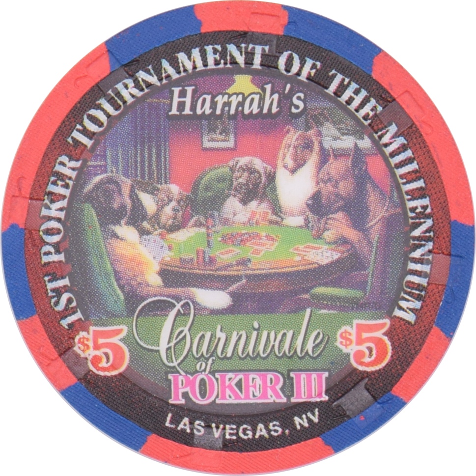 Harrah's Casino Las Vegas Nevada $5 Carnivale of Poker III (Green Lamp) Chip 2000