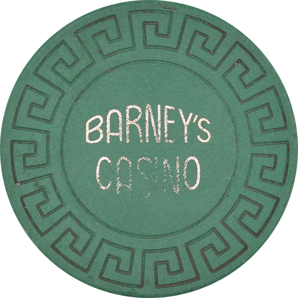 Barney's Casino Lake Tahoe Nevada Green LgKey Roulette Chip 1970