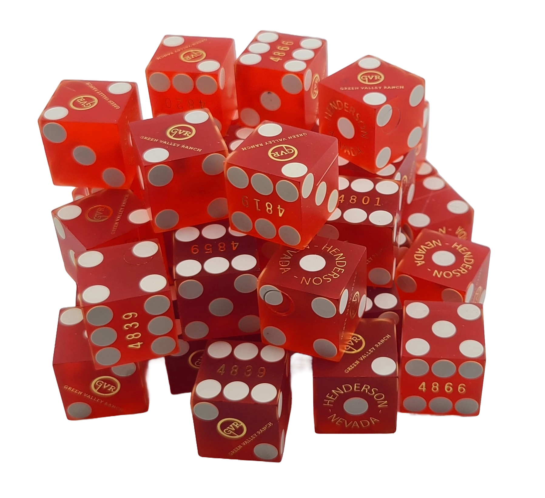 Bulk Dice 50 Red Used Dice From Green Valley Ranch Casino in Henderson Nevada