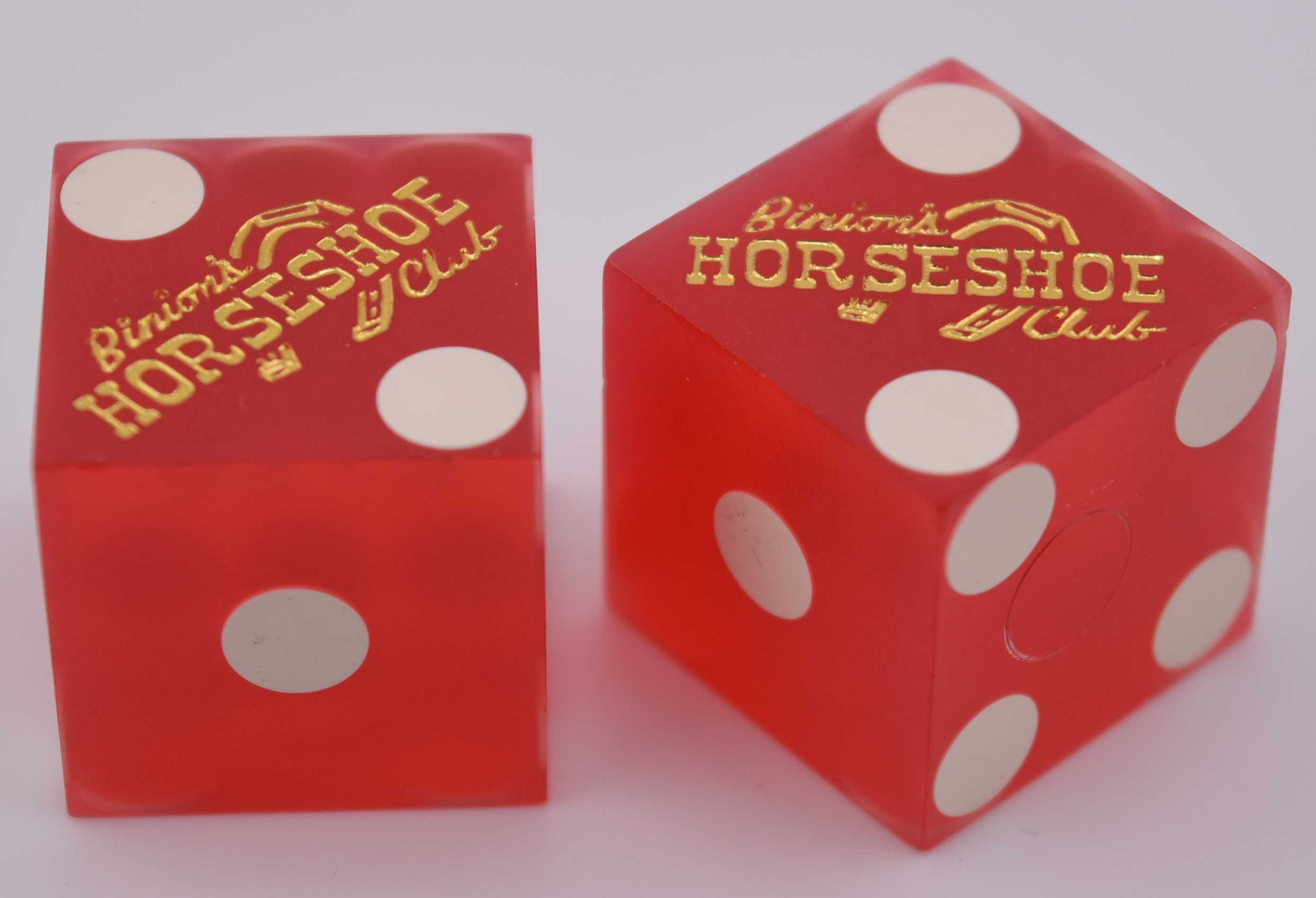 Binion's Horseshoe Club Hotel and Casino Las Vegas Nevada Red Dice Pair Vintage