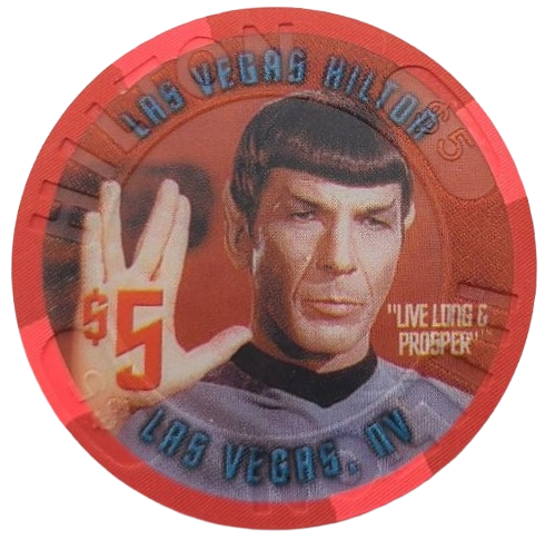 Las Vegas Hilton Casino Las Vegas Nevada $5 Chip Spock Star Trek 2003