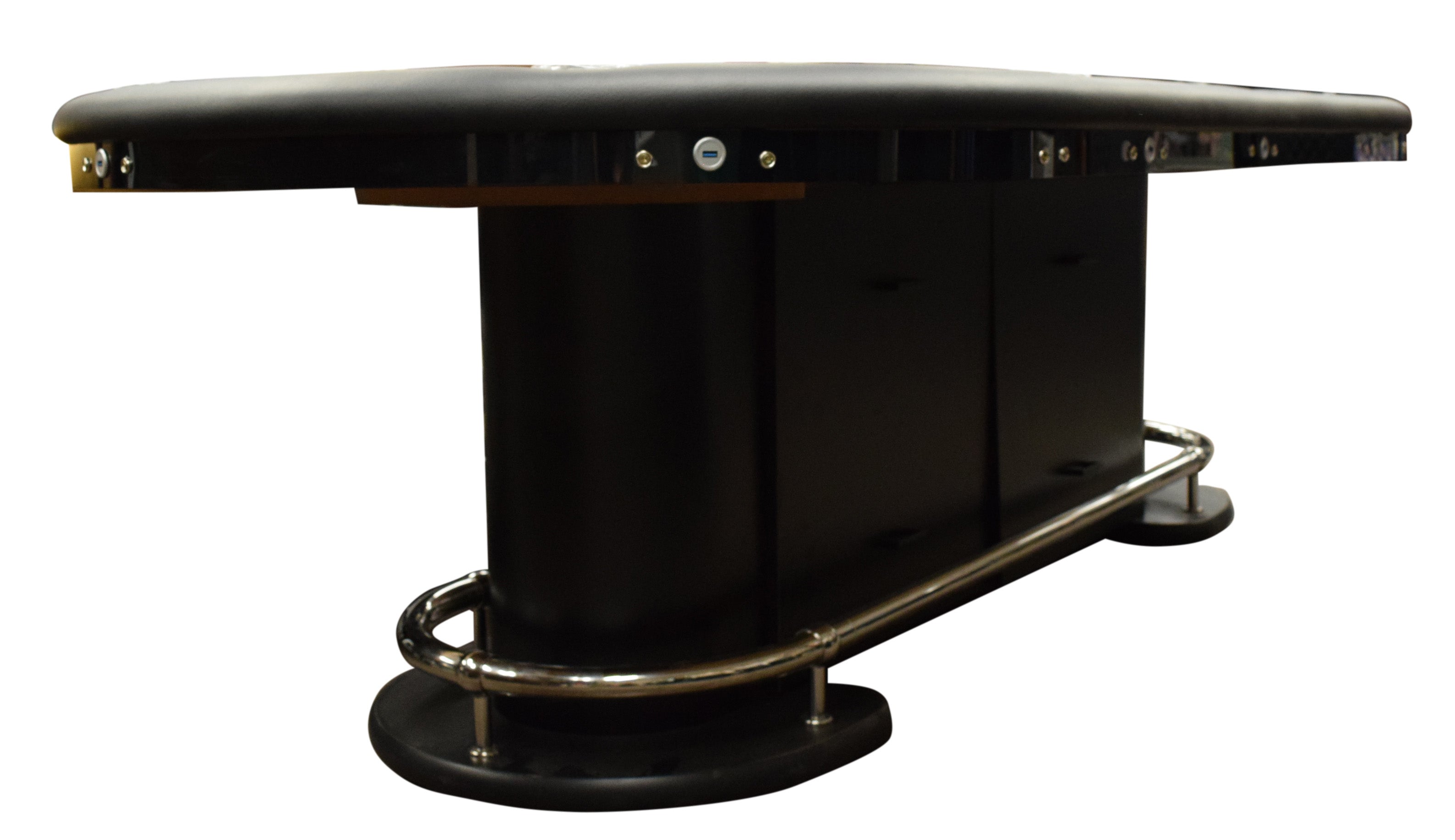 102" Executive Poker Table with Dealer Position, Pedestal Legs, USB Ports and LED Lighting