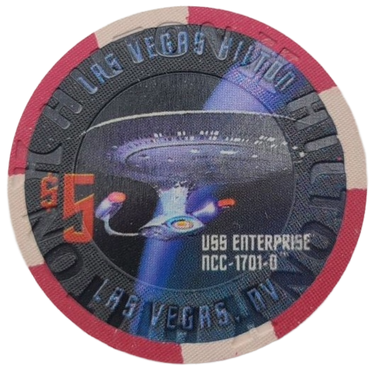 Las Vegas Hilton Casino Las Vegas Nevada $5 Chip Star Trek USS Enterprise 2005