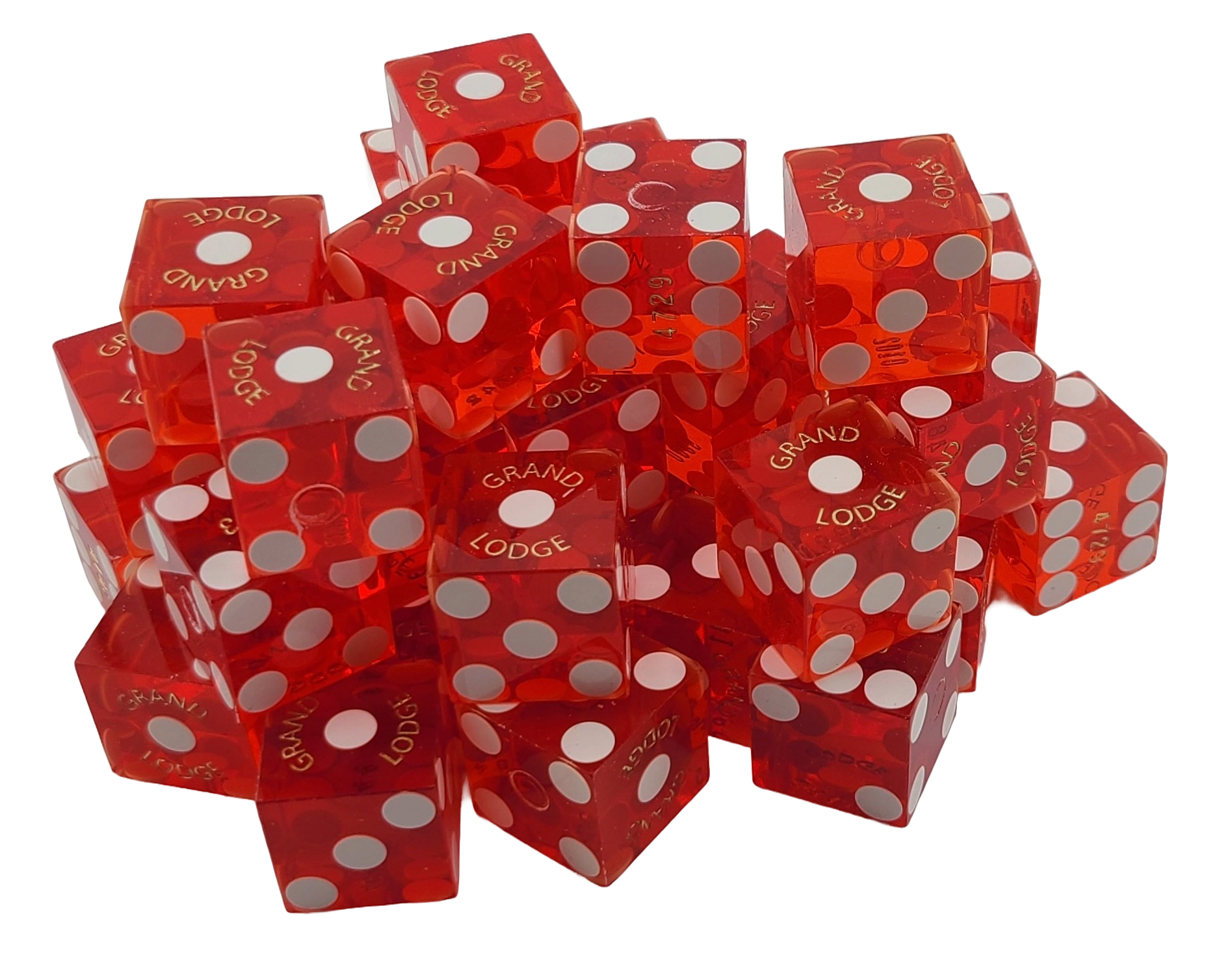Bulk Dice 50 Red Used Dice From Grand Lodge Casino in Incline Village Nevada