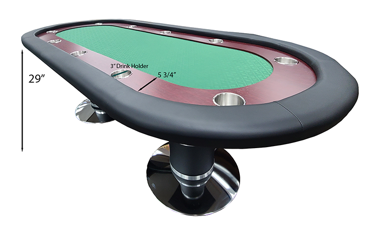 96" Poker Table With Speedcloth Drink Holders and Pedestal Legs