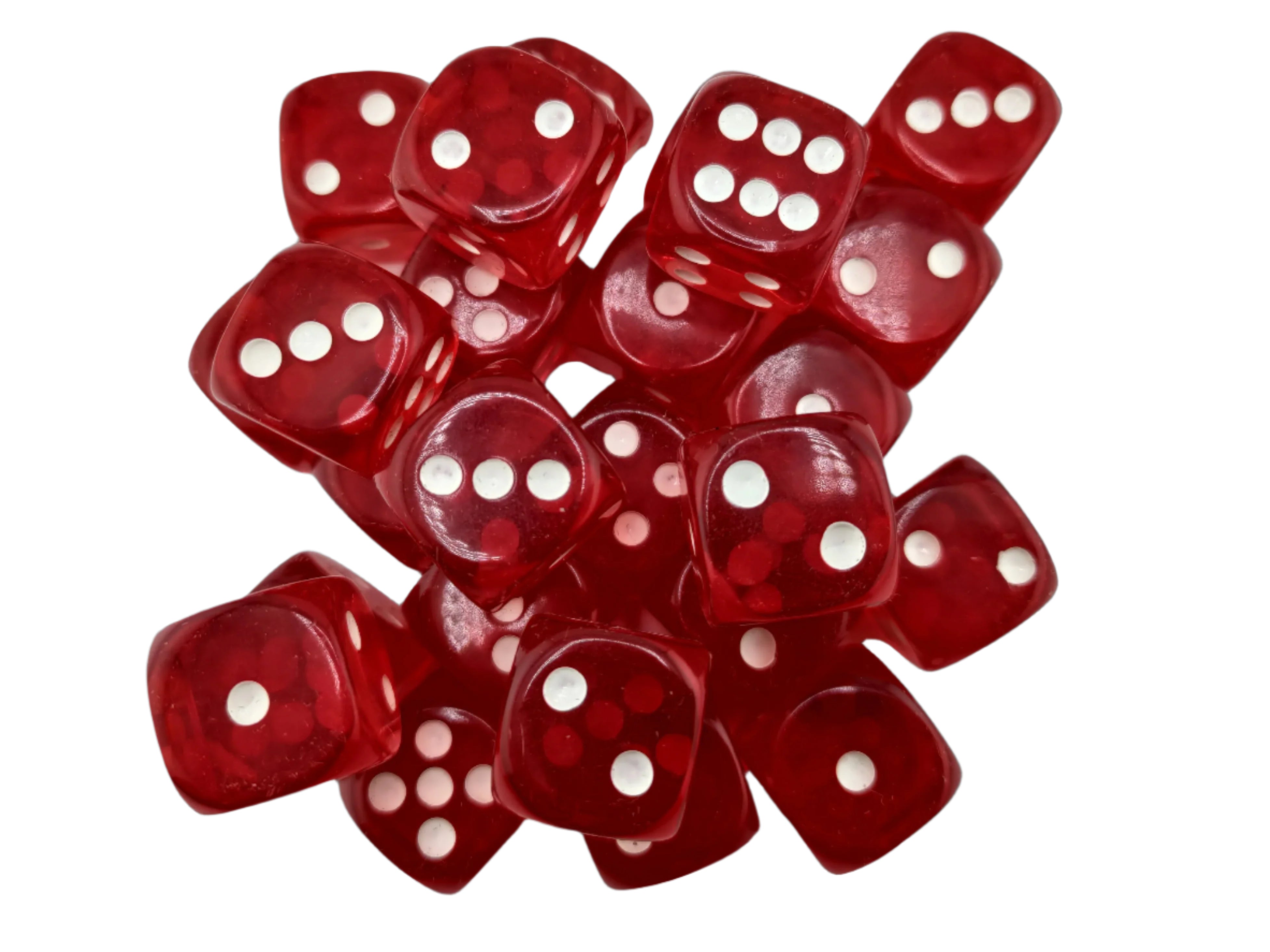 Pack of 25 New 18mm Red Dice With Rounded Corners