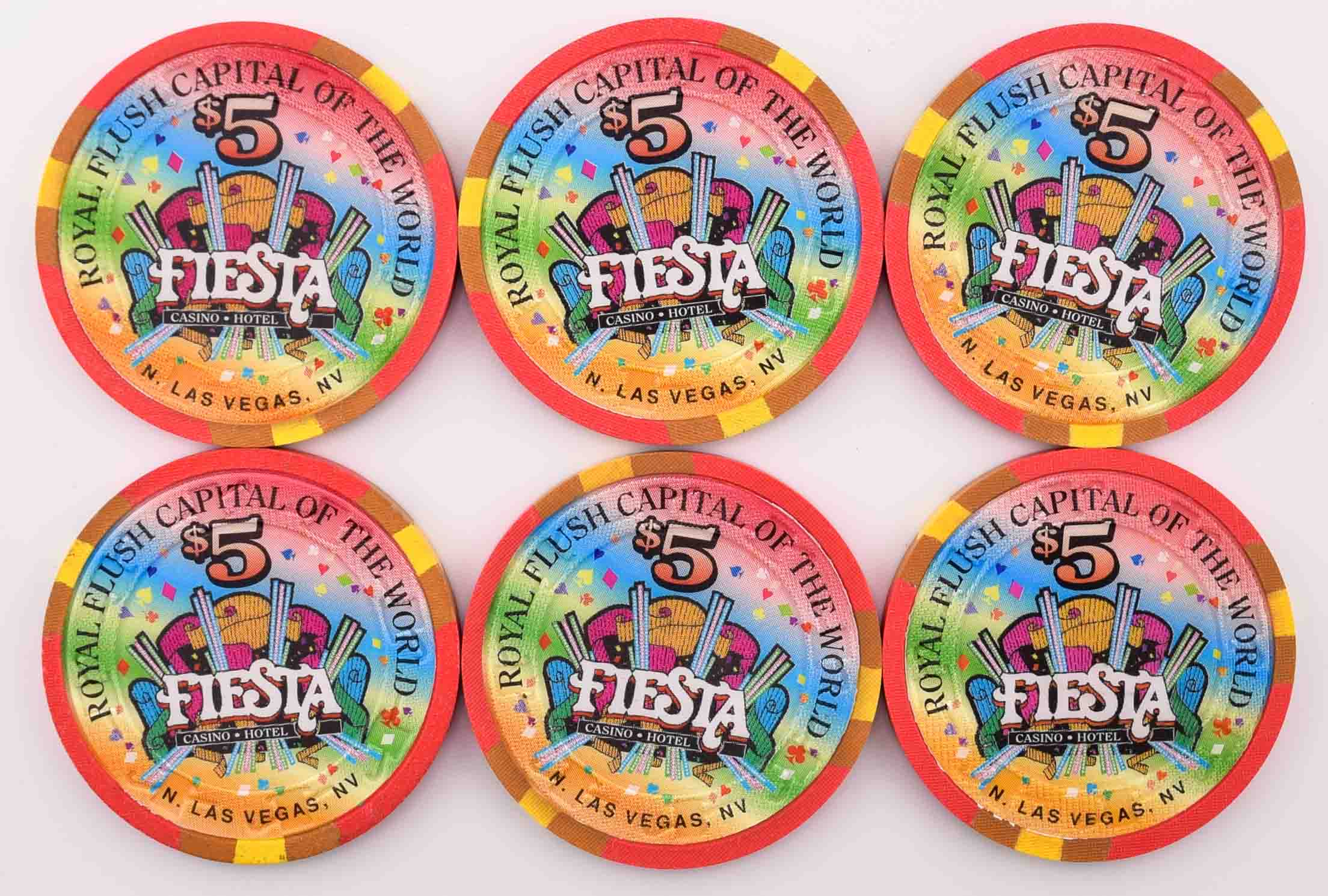 Fiesta Casino North Las Vegas Nevada $5 Full Suits Set of 24 Chips 1997