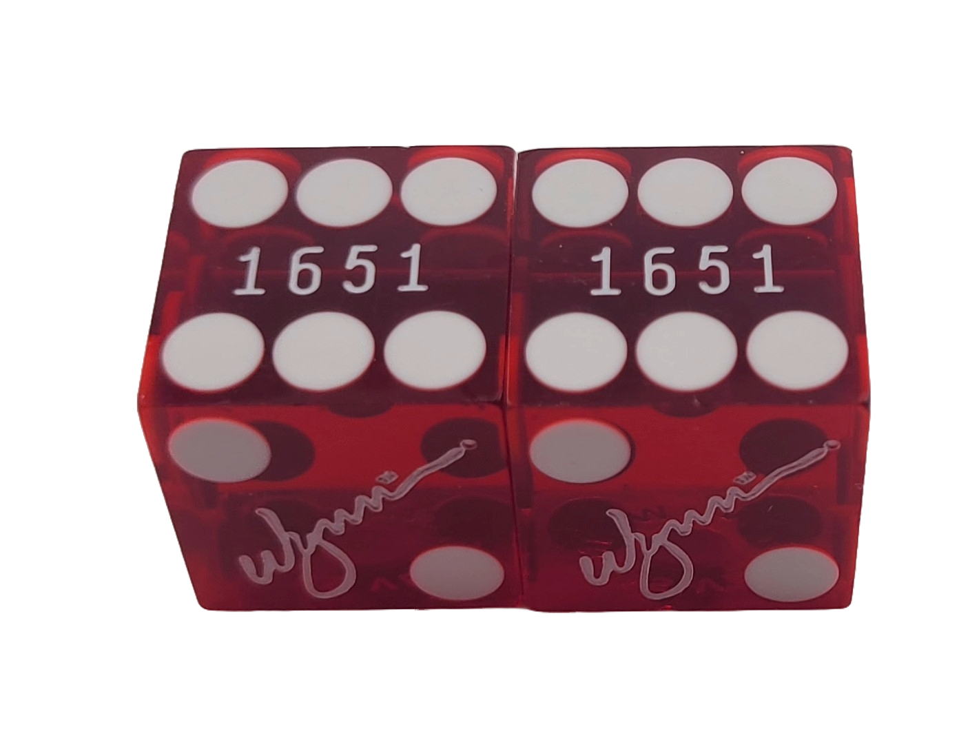 Wynn Casino Las Vegas Nevada Pair of Red Dice Matching Numbers