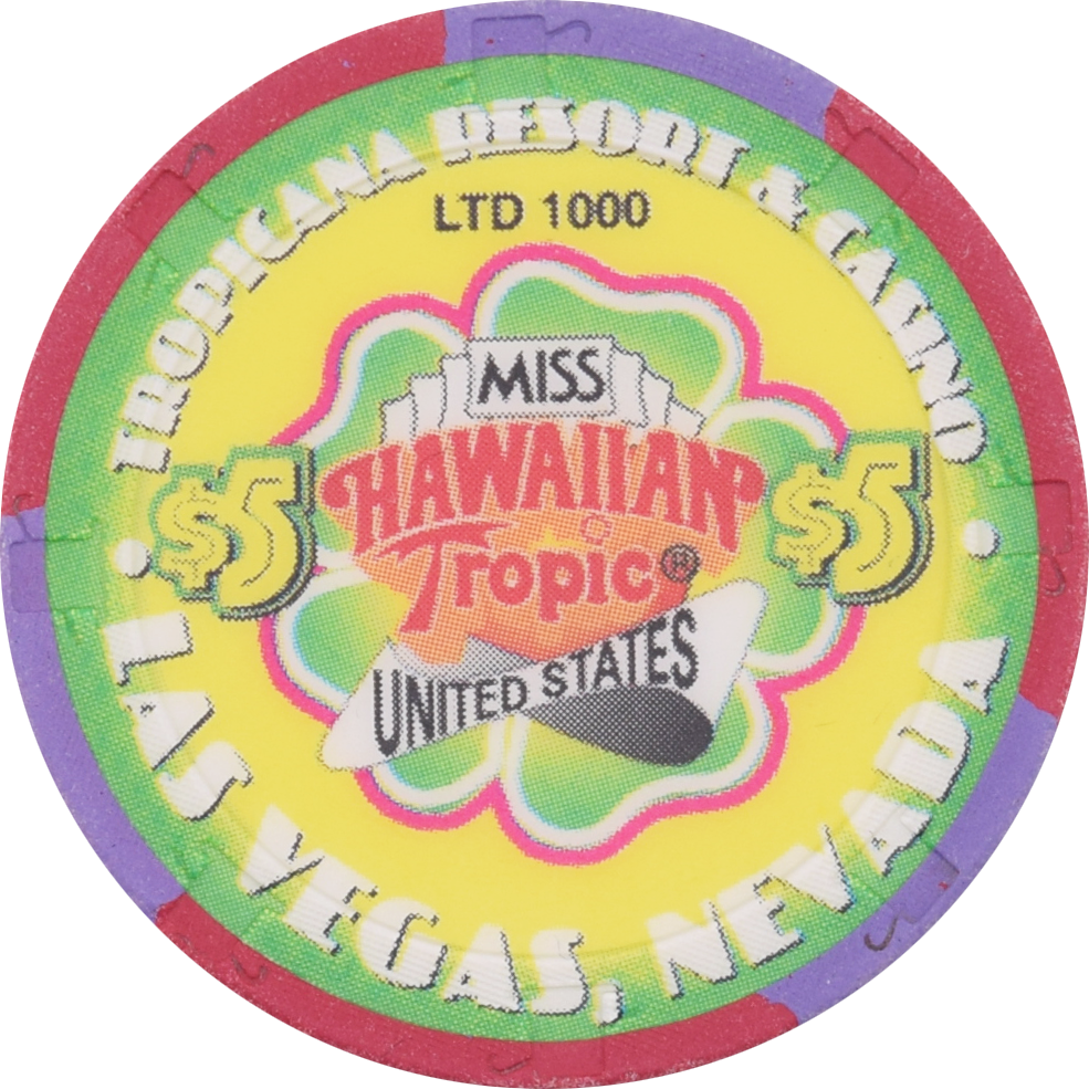 Tropicana Casino Las Vegas Nevada $5 Miss Hawaiian Tropic International Chip #2 1999