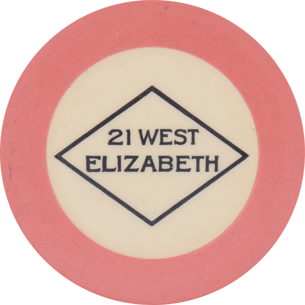 21 West Elizabeth Illegal Casino Detroit Michigan Pink 1 Chip 1923