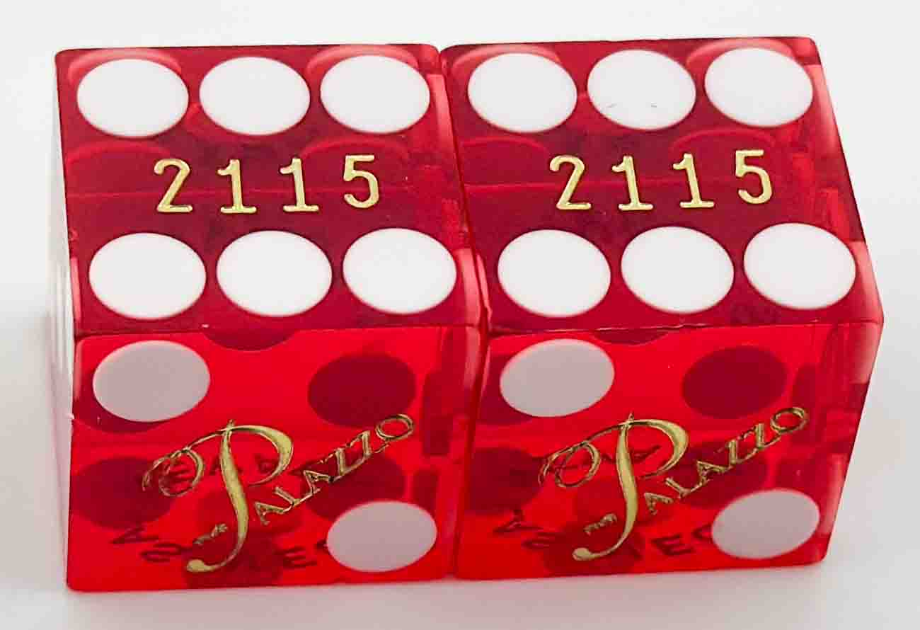 Palazzo Casino Las Vegas Nevada Dice Pair Red Matching Numbers