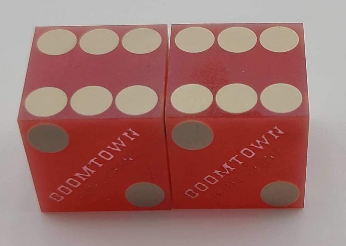 Boomtown Casino Las Vegas Nevada Pair of Used Red Dice 1990's