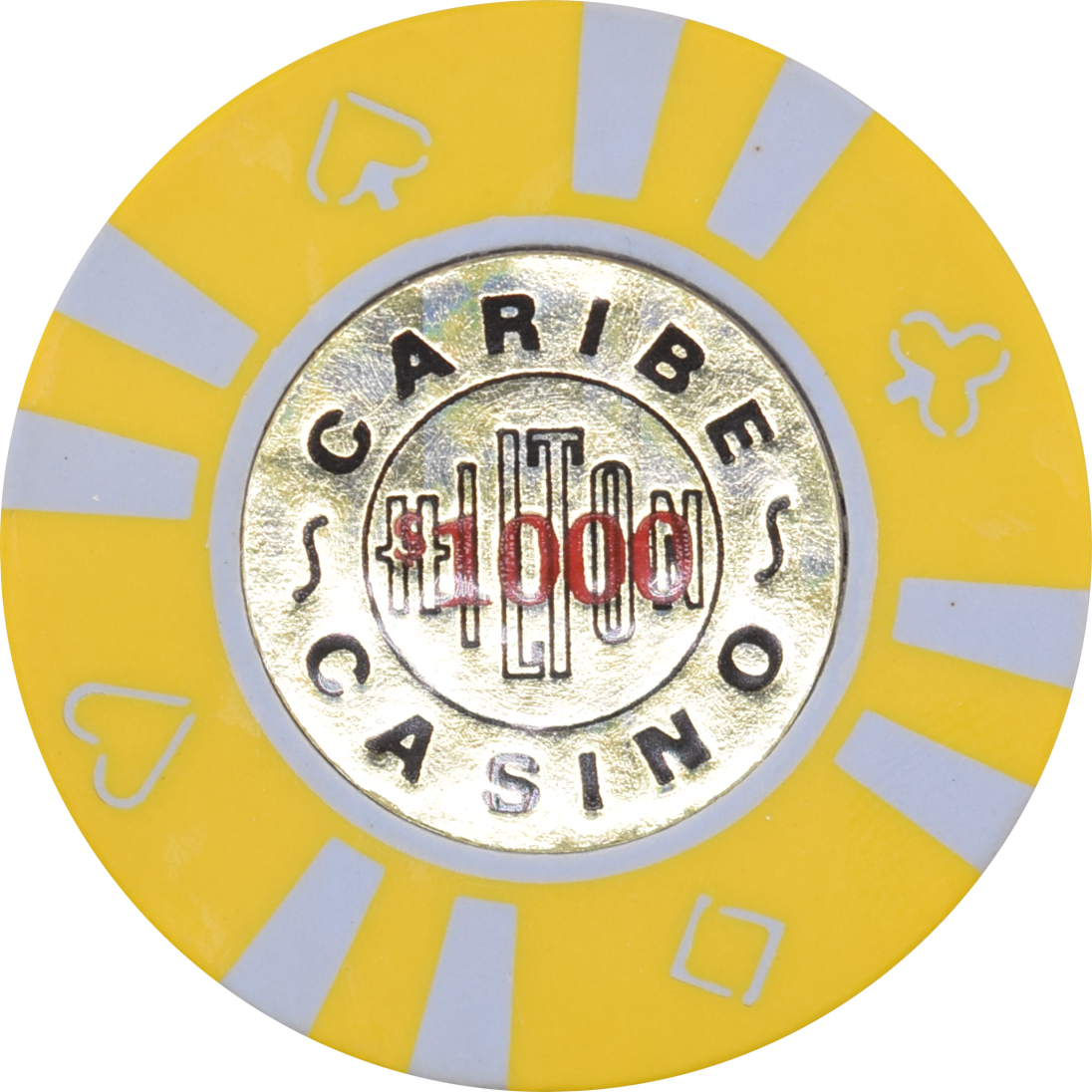 Caribe Hilton Casino San Juan Puerto Rico $1000 Yellow 43mm Chip