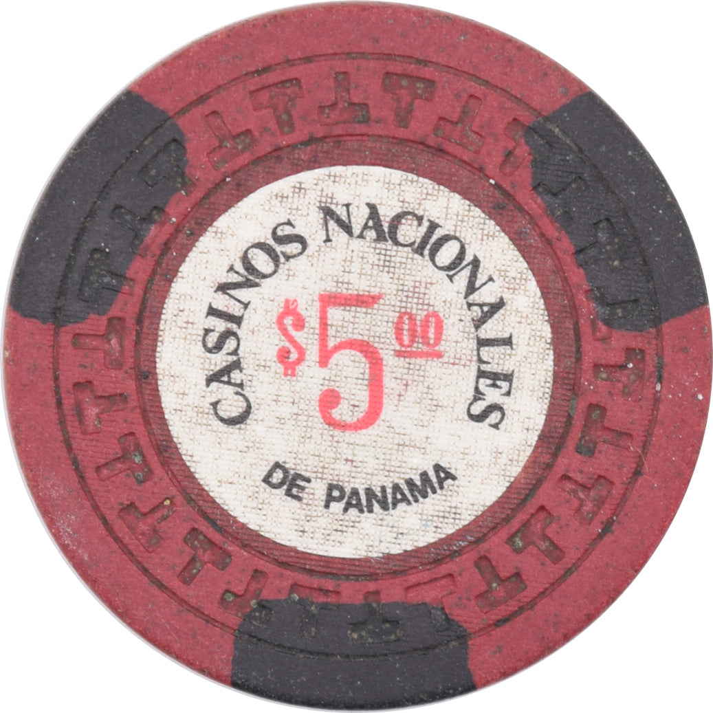 Casino Nacionales De Panama $5 Chip Red/Black