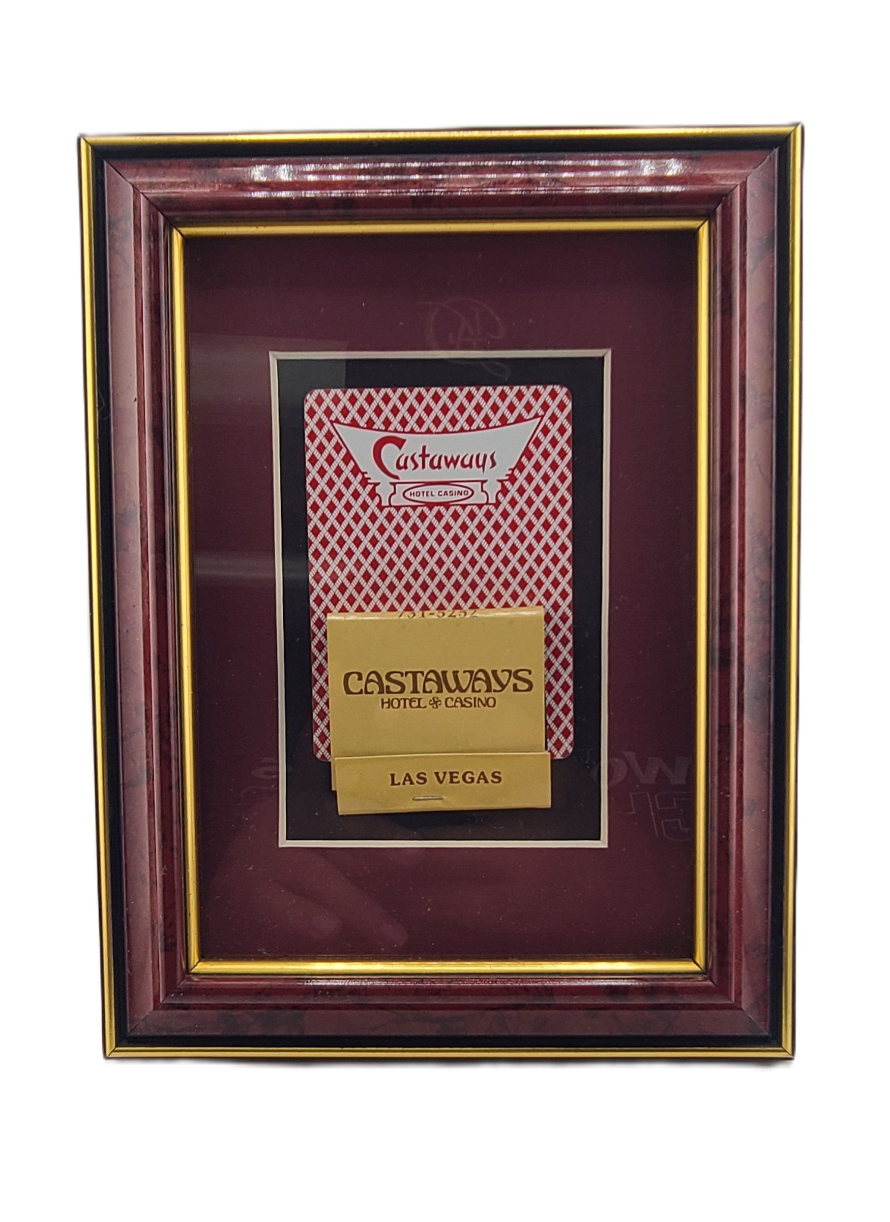 Vintage Casino 7 X 5 Frame Castaways Las Vegas Card with Matchbook Red
