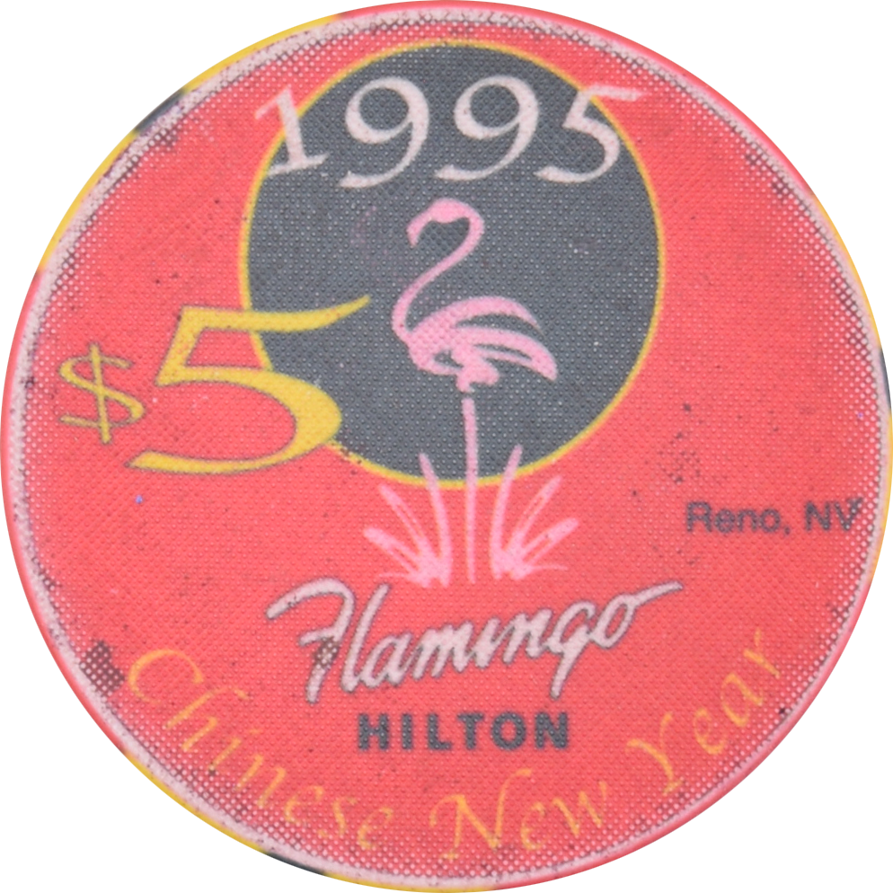 Flamingo Hilton Casino Reno Nevada $5 Year of the Pig Chip 1995