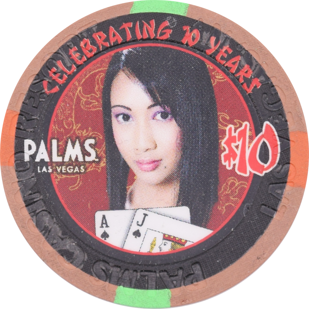 Palms Casino Las Vegas Nevada $10 Girl with Blackjack Chip 2011