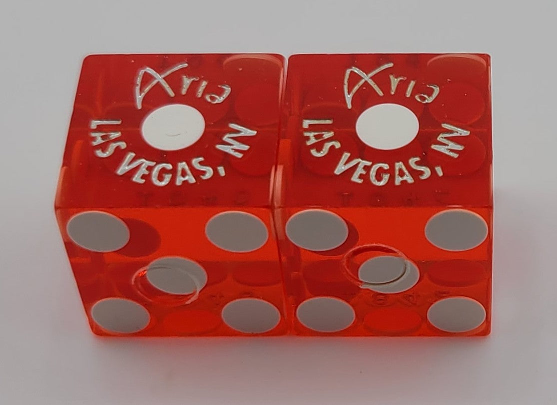 Aria Casino Las Vegas Nevada Pair of Used Red Dice