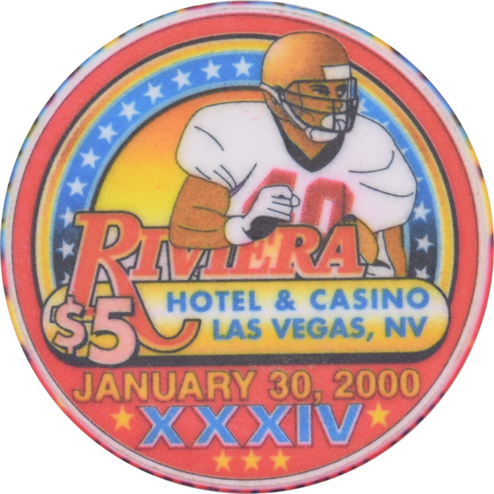 Riviera Casino Las Vegas Nevada $5 January 30, 2000 XXXIV Chip #2