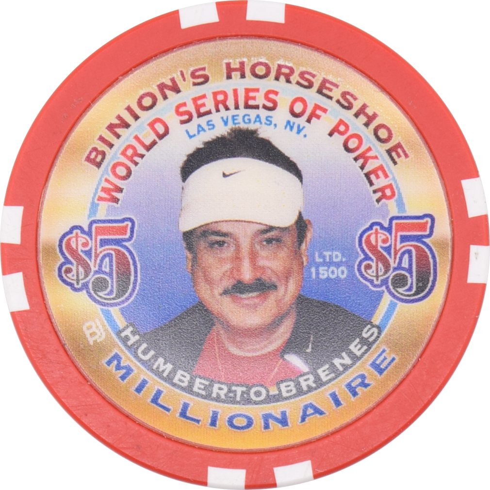 Horseshoe Club Casino Las Vegas Nevada $5 WSOP Humberto Brenes Millionaire Chip 2002