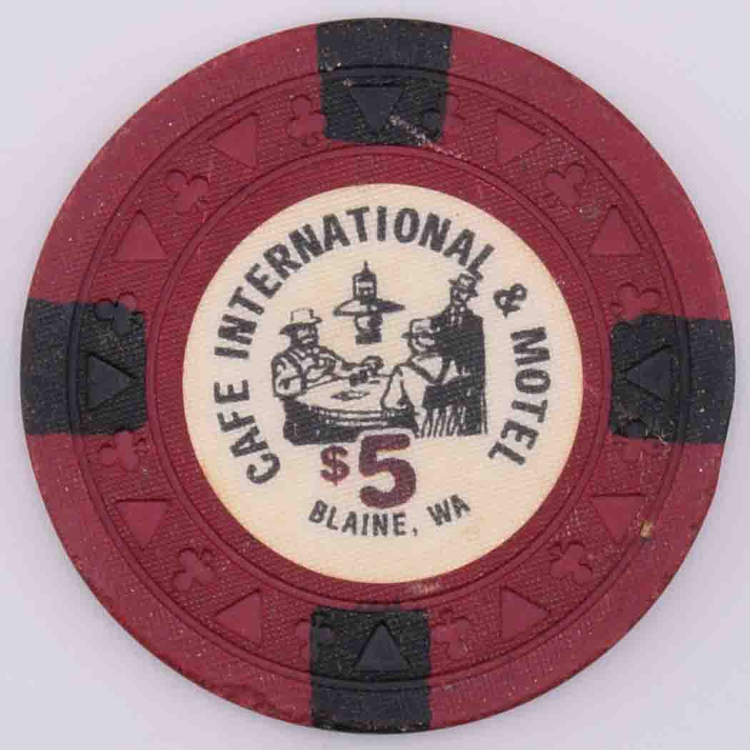 Cafe International Card Room Blaine Washington $5 TriClub Chip