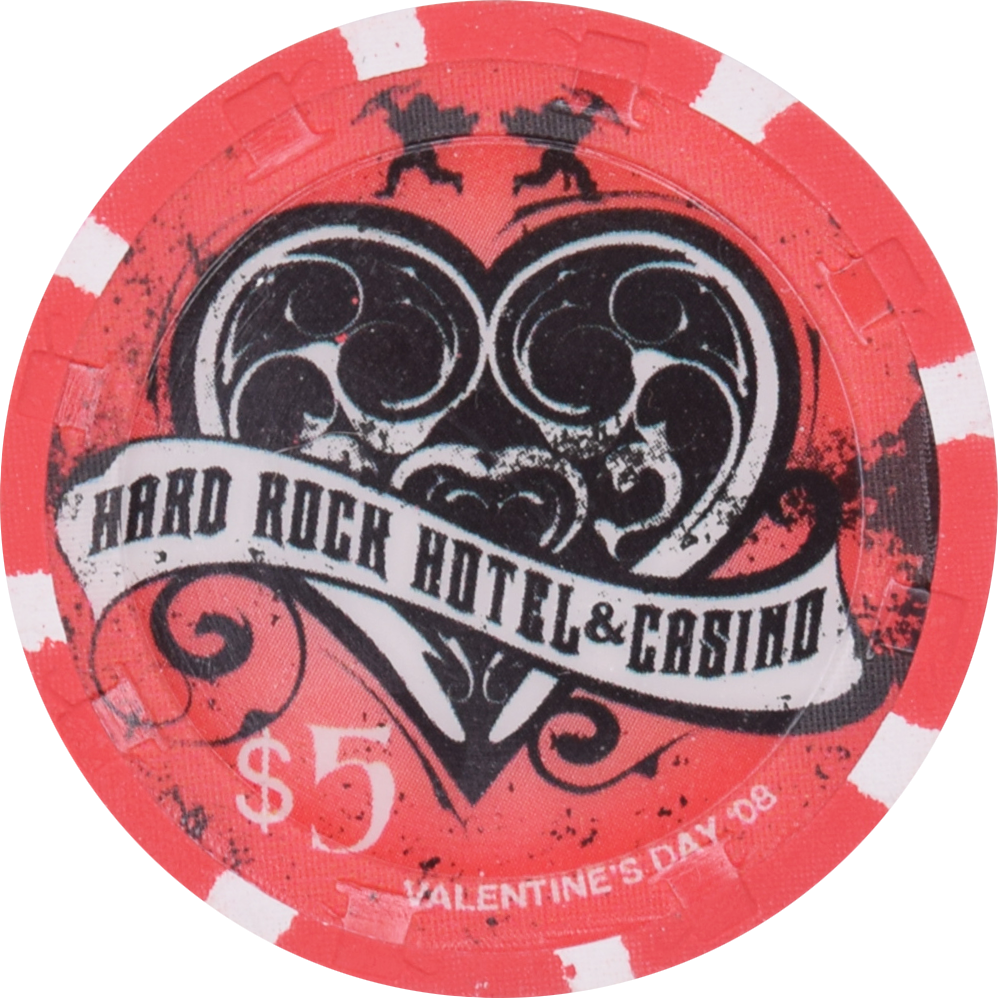 Hard Rock Casino Las Vegas Nevada $5 Valentine's Day Chip 2008