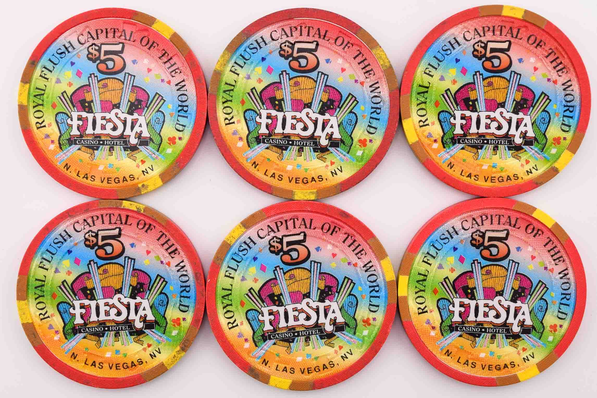 Fiesta Casino North Las Vegas Nevada $5 Full Suits Set of 24 Chips 1997