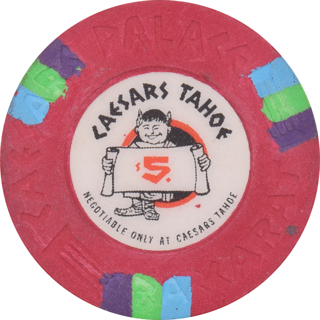Caesars Tahoe Casino Lake Tahoe Nevada $5 Baccarat 43mm Chip 1980s
