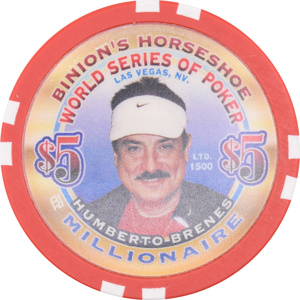 Horseshoe Club Casino Las Vegas Nevada $5 WSOP Humberto Brenes Millionaire Chip 2002