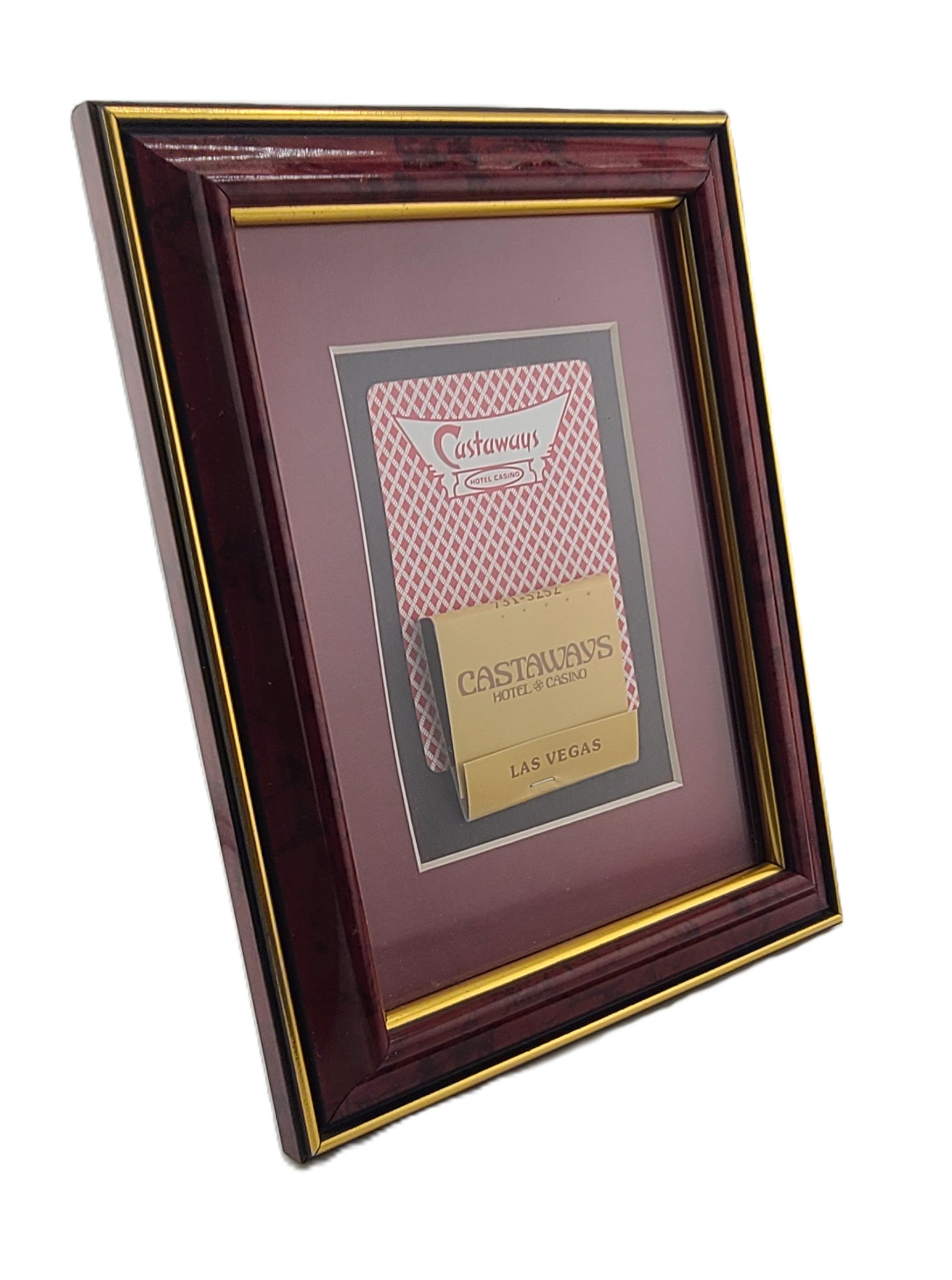 Vintage Casino 7 X 5 Frame Castaways Las Vegas Card with Matchbook Red