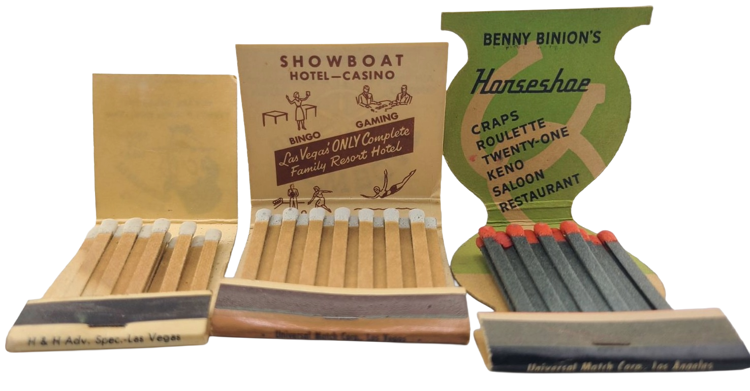 Vintage Rare Las Vegas Nevada Matchbooks Showboat Horseshoe Club and Lucky Pierre's