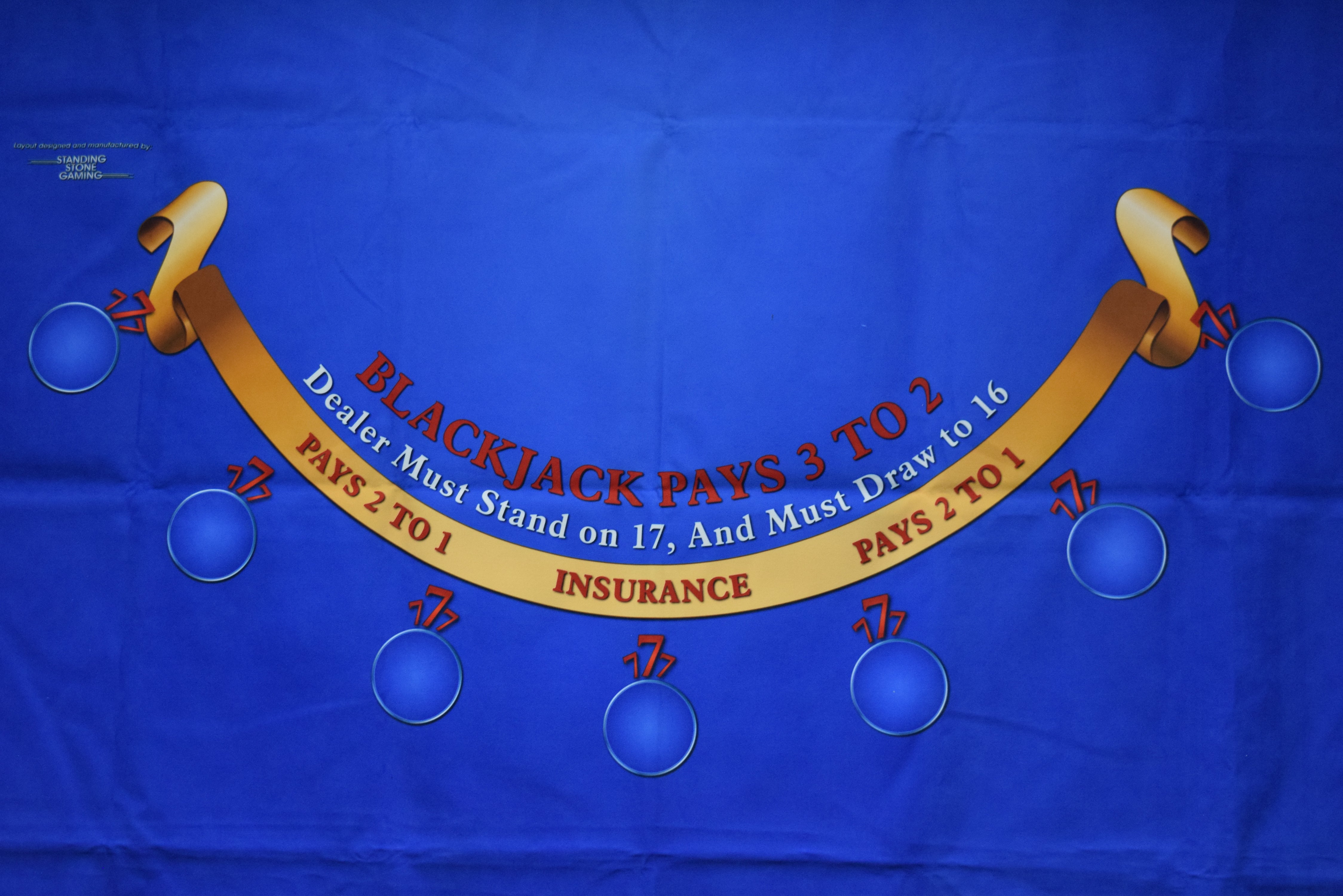 Standing Stone New Blue Blackjack Layout with Triple 7's