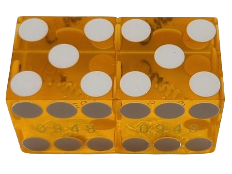 Binions Casino Las Vegas Nevada Pair of Yellow Matching Numbers Dice