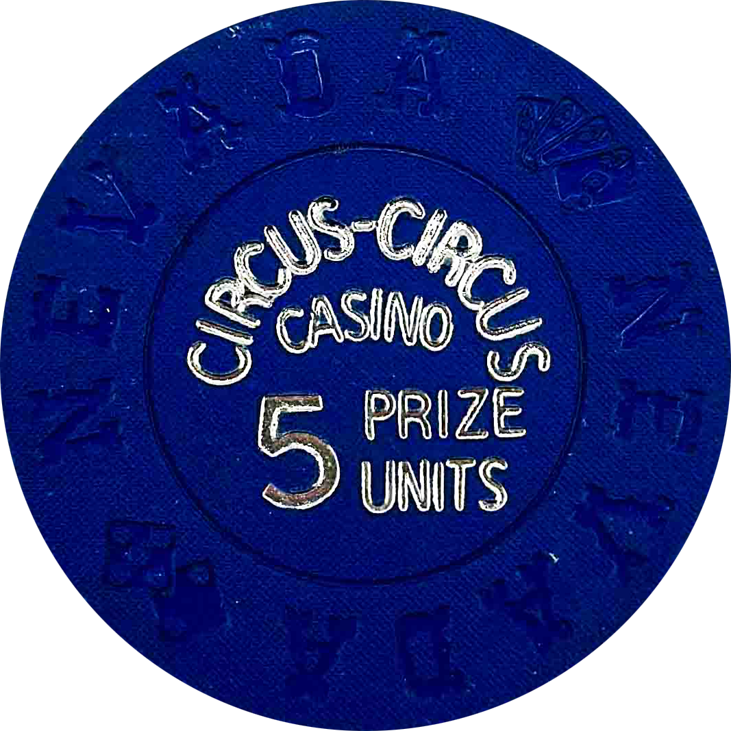 Circus Circus Casino Las Vegas Nevada 5 Prize Units Dk Blue Chip 1968