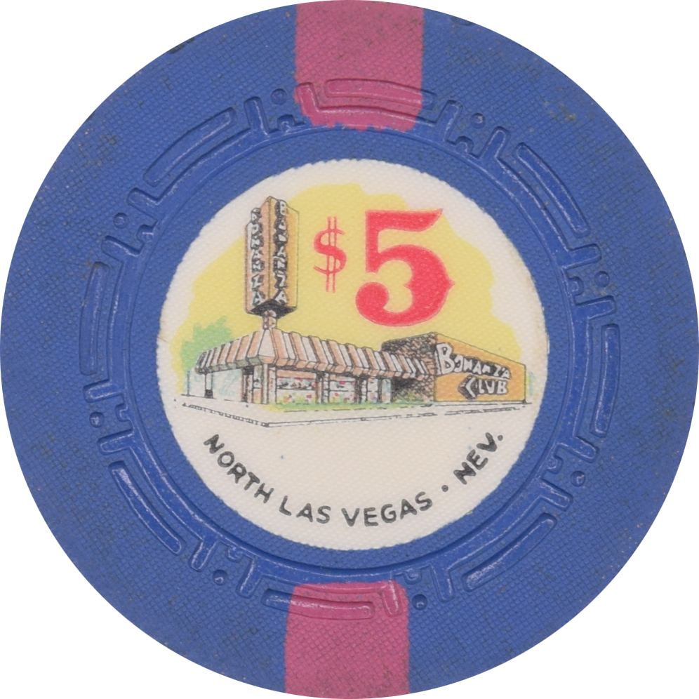 Bonanza Club Casino N. Las Vegas Nevada $5 Chip 1959