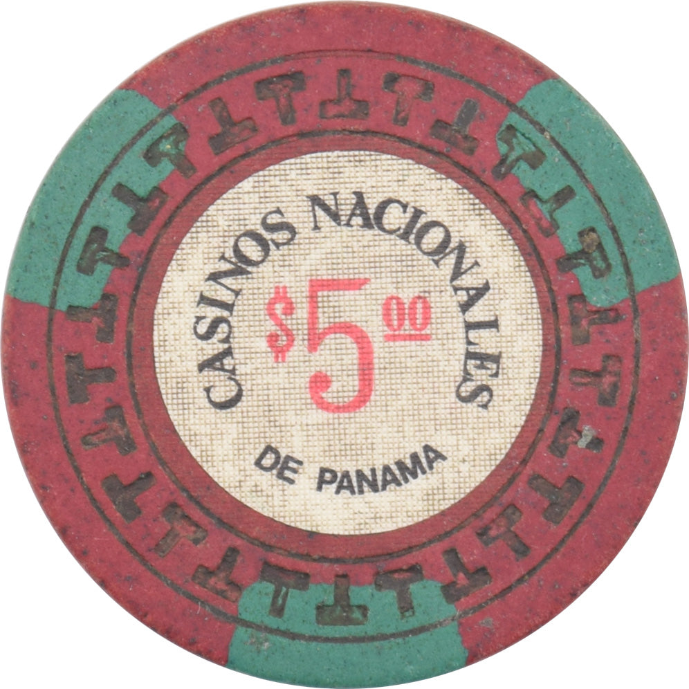 Casino Nacionales De Panama $5 Chip Red / Green