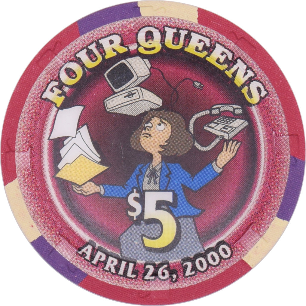 Four Queens Casino Las Vegas Nevada $5 Secretaries Day Chip 2000
