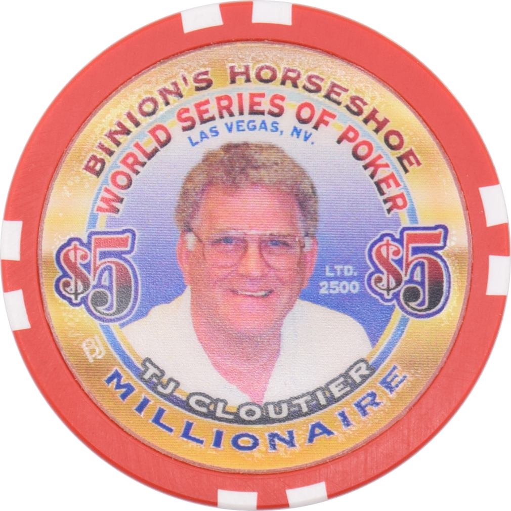 Horseshoe Club Casino Las Vegas Nevada $5 WSOP TJ Cloutier Millionaire Chip 2002