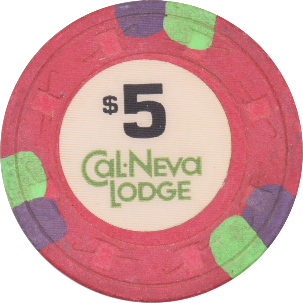 Cal-Neva Lodge Casino Lake Tahoe Nevada $5 3 Gn/Bl Chip 1986