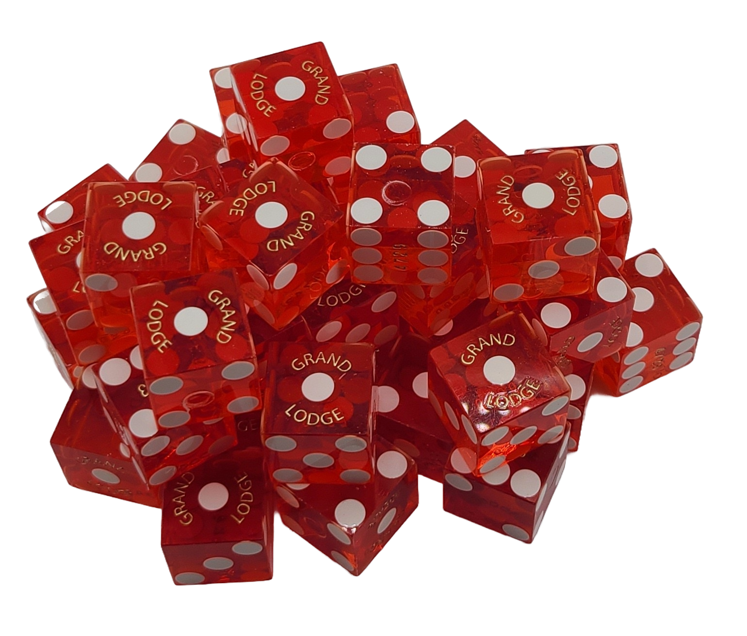 Bulk Dice 50 Red Used Dice From Grand Lodge Casino in Incline Village Nevada