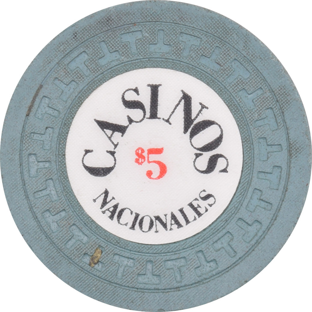 Casino Nacionales De Panama $5 Chip Solid Grey