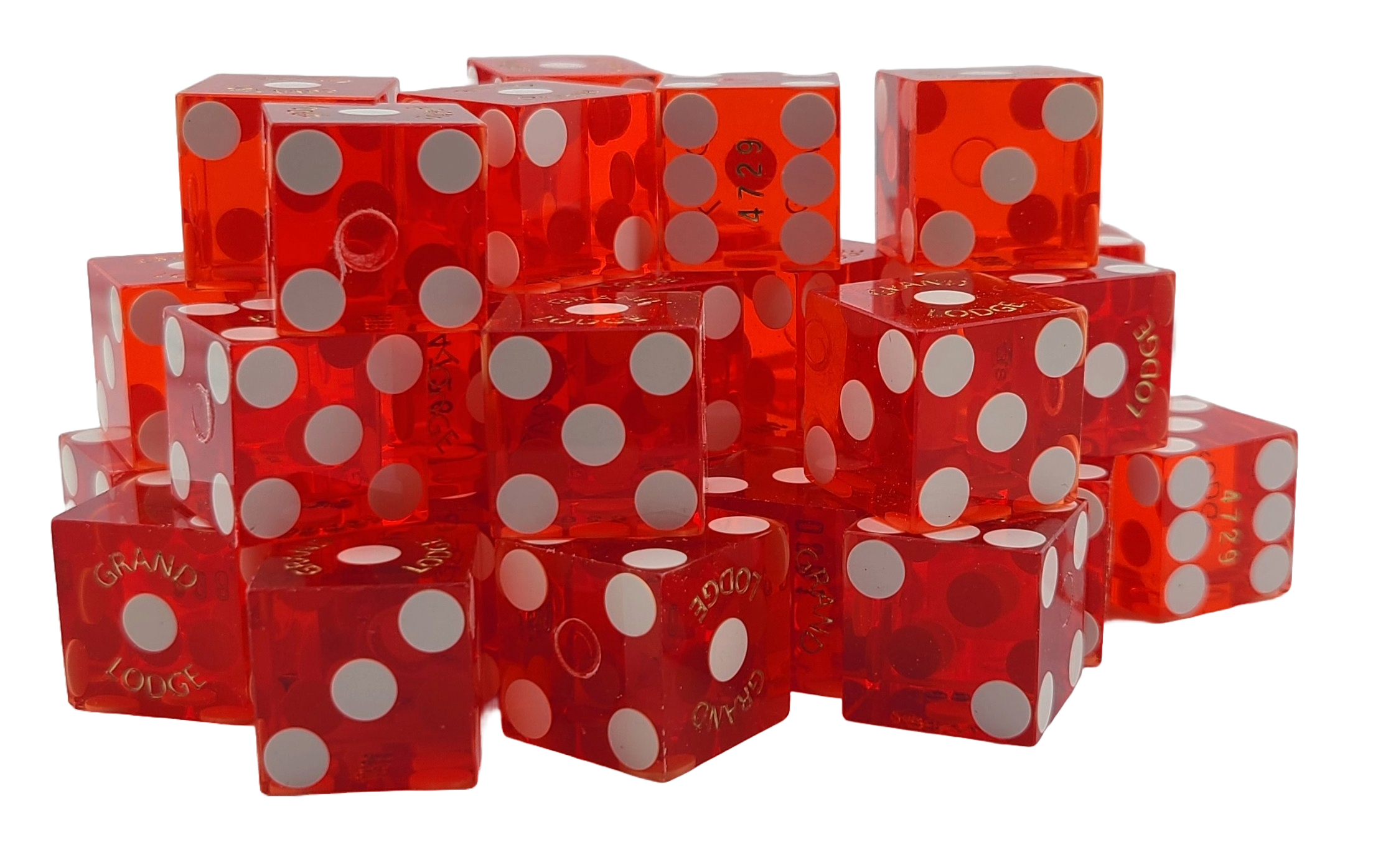 Bulk Dice 50 Red Used Dice From Grand Lodge Casino in Incline Village Nevada